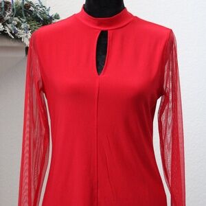 DKNY Sheer Net Long Sleeve Blouse with Front Opening Workwear/Casual